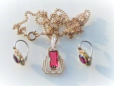 LOT / BEAUX BIJOUX ANCIENS en Plaqué OR / BOUCLES D'OREILLES et PENDENTIF