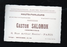 vieux papiers publicité :carte commerciale SALOMON  hauts-parleurs,Paris P47818