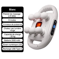 Pistolet de Massage Musculaire 6 Têtes Fascia Percussion Profonde Livraison FR