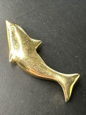 Ancienne Broche En Plaquer Or 18k 750 Art Déco Nouveau créateur dauphin 