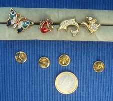 B26D Broche Pins Metal Dore plaque or Strass papillon dauphin ecureuil  Bijou 2