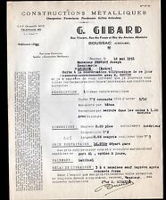 BOUSSAC (23) CONSTRUCTION de HANGAR METALLIQUES "GIBARD" en 1951