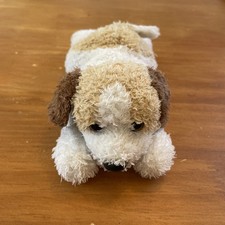 Doudou Peluche The Baby Collection Nicotoy Chien Blanc Beige Marron Couché