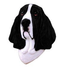 Figurine Plaque Tête De Basset Hound Noir/Blanc