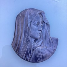 Tête De La Vierge Marie En Étain 16x14 Vintage 