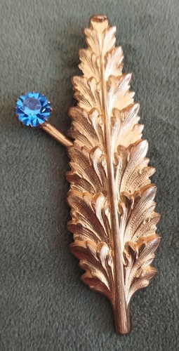 Ancienne broche feuille strass - broche,