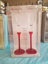 Red Toasting Flutes, Red Champagne glasses,  Wedding Toasting Glasses