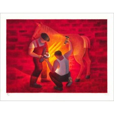 TOFFOLI Louis - Lithographie originale "Le Maréchal-Ferrant" 50x65cm - 1986