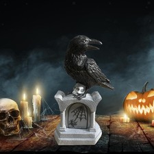 Statue De Corbeau En Résine, Pierre Tombale D'Halloween Pour Allée
