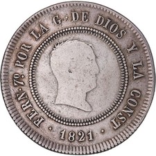 Monnaie, Espagne, Ferdinand VII, 10 Reales, 1821, Bilbao, TB, Argent, KM:560.1