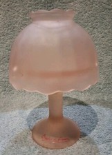 Photophore Bougeoir Verre Dépoli Rose Signée Bergère De France Lampe De Fée 