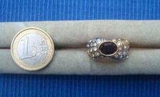 B26C Neuf Bague Métal Doré Plaqué Or Rubis Strass Diamant Lot Bijou