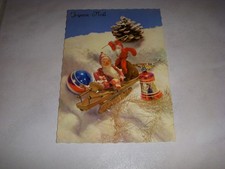 CP CARTE POSTALE JOYEUX NOEL PERE NOEL et LUGE - Vierge