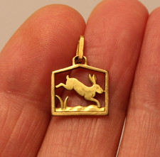Ancien Pendentif en Plaqué Or FIX Lièvre Bondissant