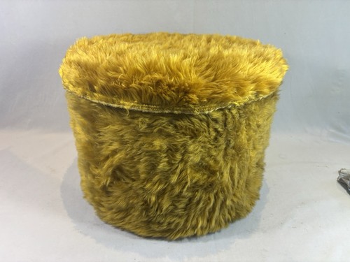 Vintage pouf jaune moumoute - jaune,