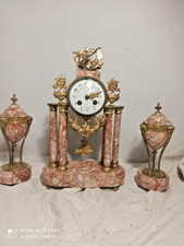 Garniture portique  pendule et atheniennes marbre bronze dore fonctionne sonne