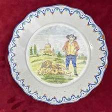 ANTOINE MONTAGNON ASSIETTE FAIENCE COCHON CENTRE NEVERS NIEVRE BOURGOGNE 19EME