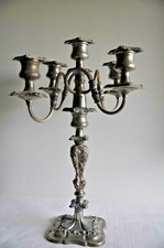 IMPOSANT CHANDELIER ANCIEN EN BRONZE ARGENTE 5 BRANCHES