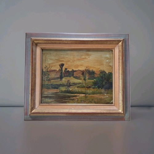 Antique oil painting - painting, country