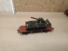 HORNBY HO. WAGON PLAT AVEC CHAR MILITAIRE ROCO