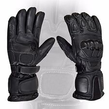 Noir Cuir Moto Cuir de Vache Motard Gants Moto Hiver Gant