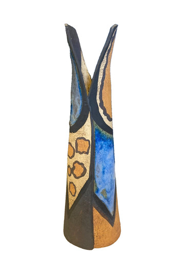 Vase terre cuite coloré - vase, peint