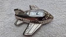 Pendulette Mini Horloge 'Le Temps" Fonctionne Avion Argenté  Pile Neuve   Vidéo