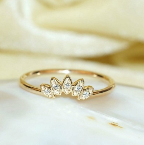 Anneau diamant couronne 14k - or,