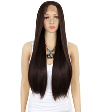 Dentelle Avant Perruques Résistantes Lisses Cheveux Peigne (26") Brun Foncé