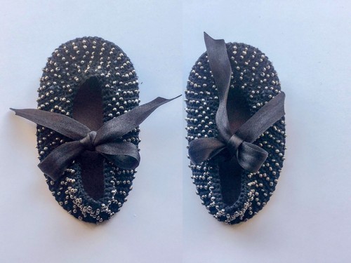 Crochet beaded black baby set
