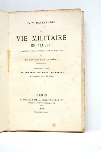 Livre ancien hacklander - livre, la