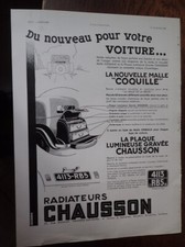 RADIATEURS CHAUSSON malle coquille + ZENITH pub papier ILLUSTRATION AUTO 1932