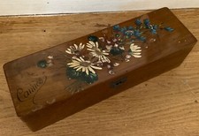 ANCIENNE BOITE A GANTS SOIE CAPITONNÉE XIX Bois D’Olivier Souvenir de Cannes