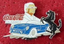 BIG PIN'S 250 GT FERRARI ENZO COCA COLA CLASSIQUE CHEVAL CABRE FOND ARGENT