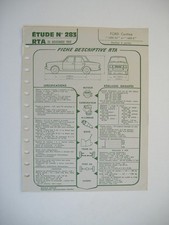 fiche technique RTA n°283  FORD CORTINA 1600 GT et 1600 E berline 4 portes 