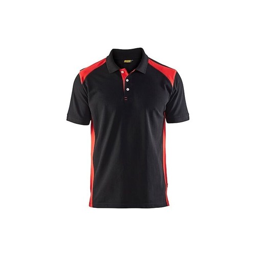 Polo piqué noir rouge - polo,