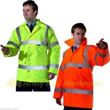 B Vu Hi Viz Visibilité Veste Parka 3/4 Imperméable Sécurité