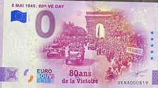 BILLET 0 EURO 8 MAI 1945 80th VE DAY PARIS  VIVE DE GAULLE   2025 NUMERO DIVERS