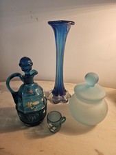 Lot verrerie bleue vintage