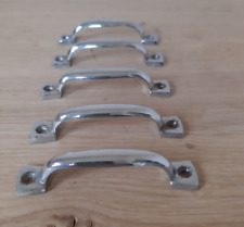 Lot de 5 petites et anciennes poignées  de meuble en Inox entraxe 7.3 cm