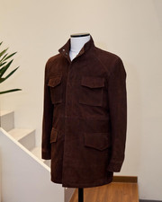 Veste en cuir marron foncé