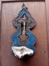 Rare Bénitier Travail de Broderie et Velours Début 19ème Siècle