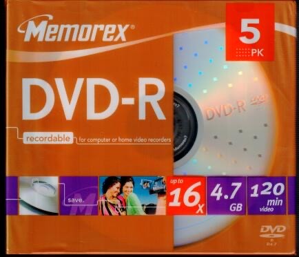 Pack dvd memorex 16x - pack, 5