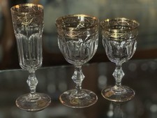 # Harcourt Baccarat  #  Saint Louis 18  Verres  Cristal Venise 1970   Gravés Or
