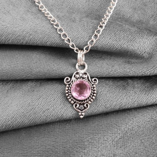 Pendentif mère morganite rond