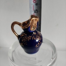 mini vase broc pichet PORCELAINE LIMOGES FRANCE   bleu de four  cobalt- or