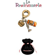 Charm PANDORA triple new york taxi statue et pomme poinçon ale s925 + pochette