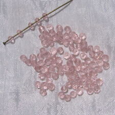 100 Perles a Facettes Rondelles 4mm x 3mm en Cristal Rose Verre Taillé *VT2
