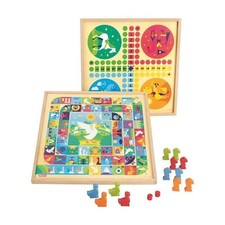 JEUJURA Jeux de l'oie et petits chevaux - Plateau en bois