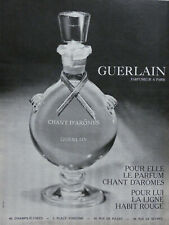 PUBLICITÉ DE PRESSE 1966 PARFUM DE GUERLAIN ELLE CHANT D'ARÔMES LUI HABIT ROUGE.